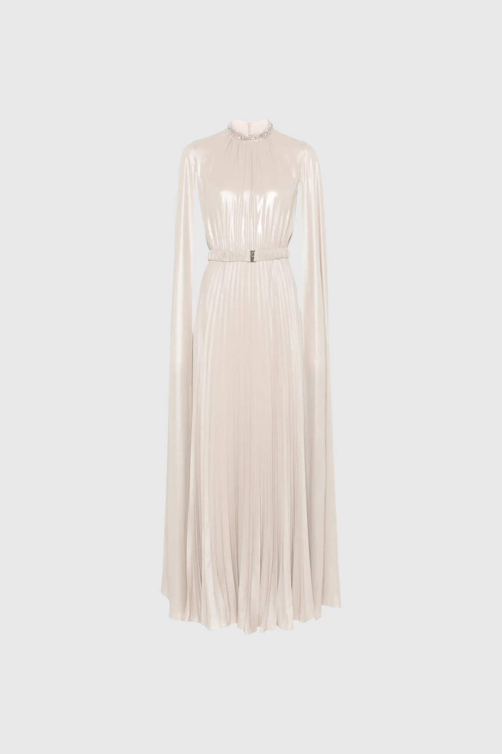 Dorinda Cape Sleeve Pleated Maxi Dress
