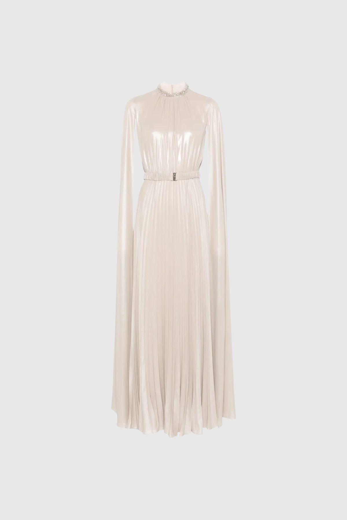 Dorinda Cape Sleeve Pleated Maxi Dress
