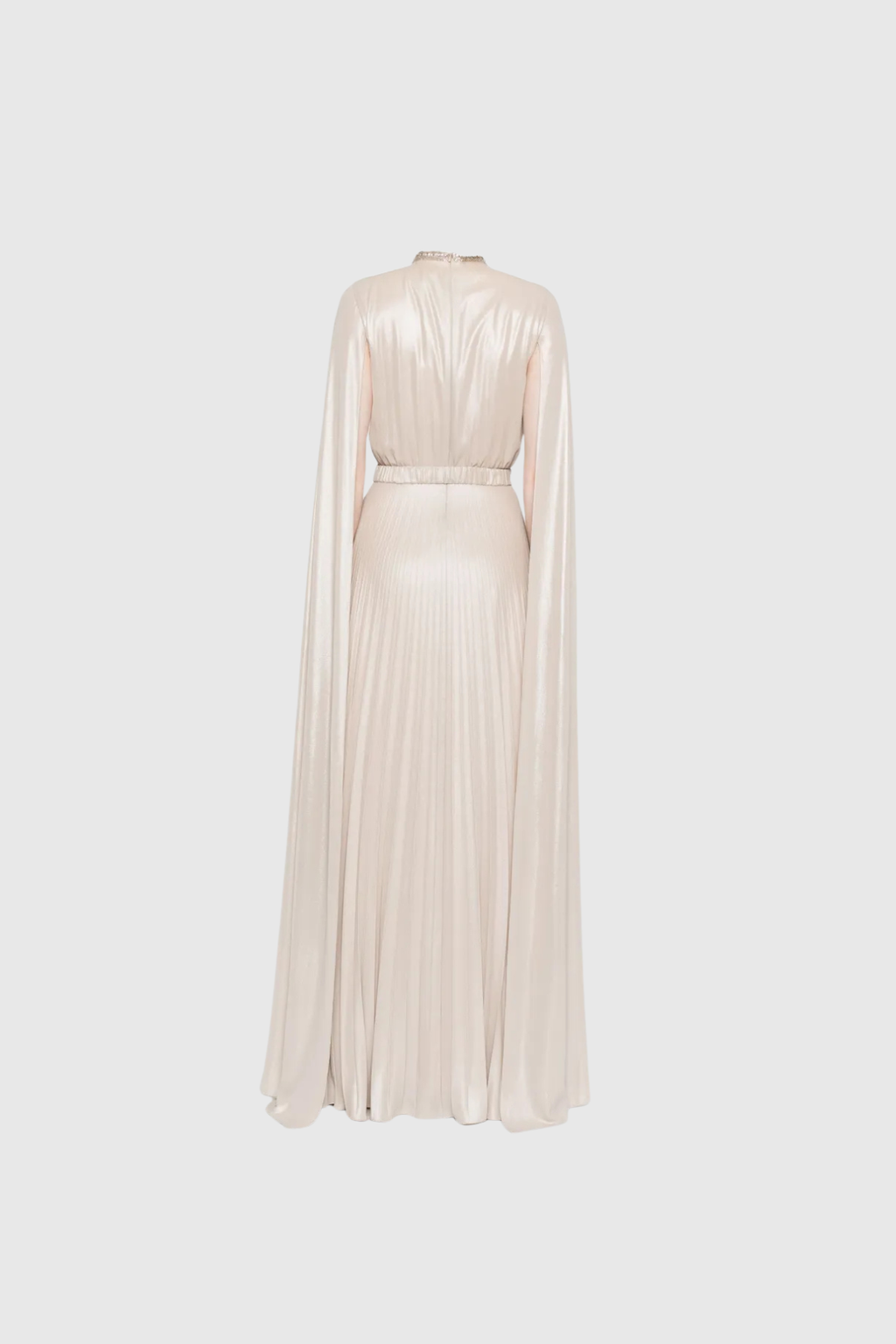 Dorinda Cape Sleeve Pleated Maxi Dress