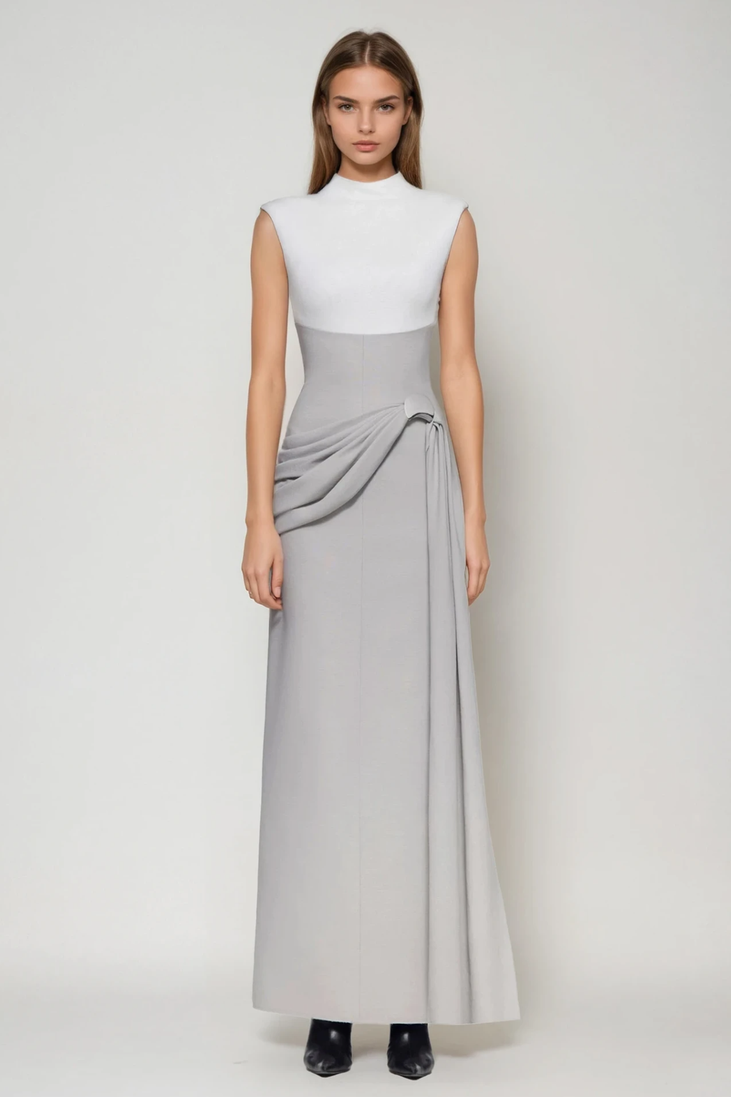 Dimitrije Sleeveless Colorblock Ruch Maxi Dress