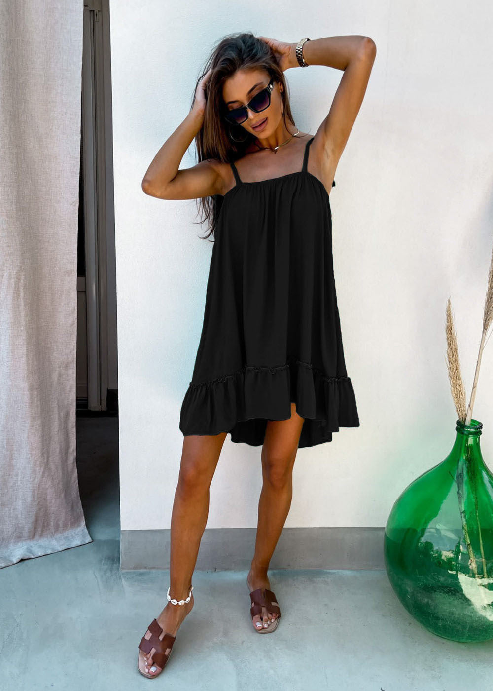 Ruffle Sling Mini Dress