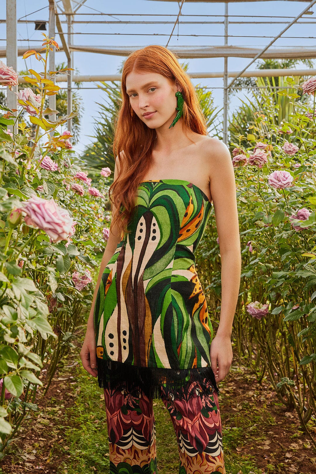 Green Coconut Tree Flow Mini Dress