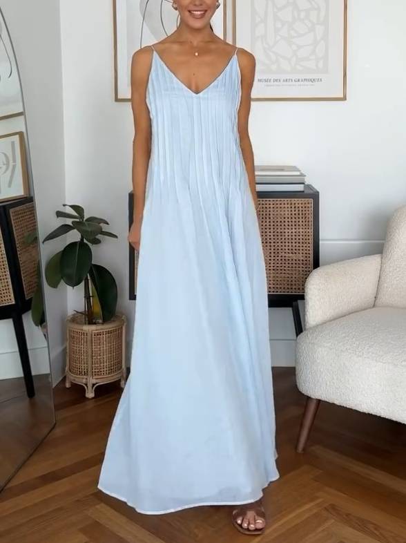 Holiday Style Pleated Sling Dress