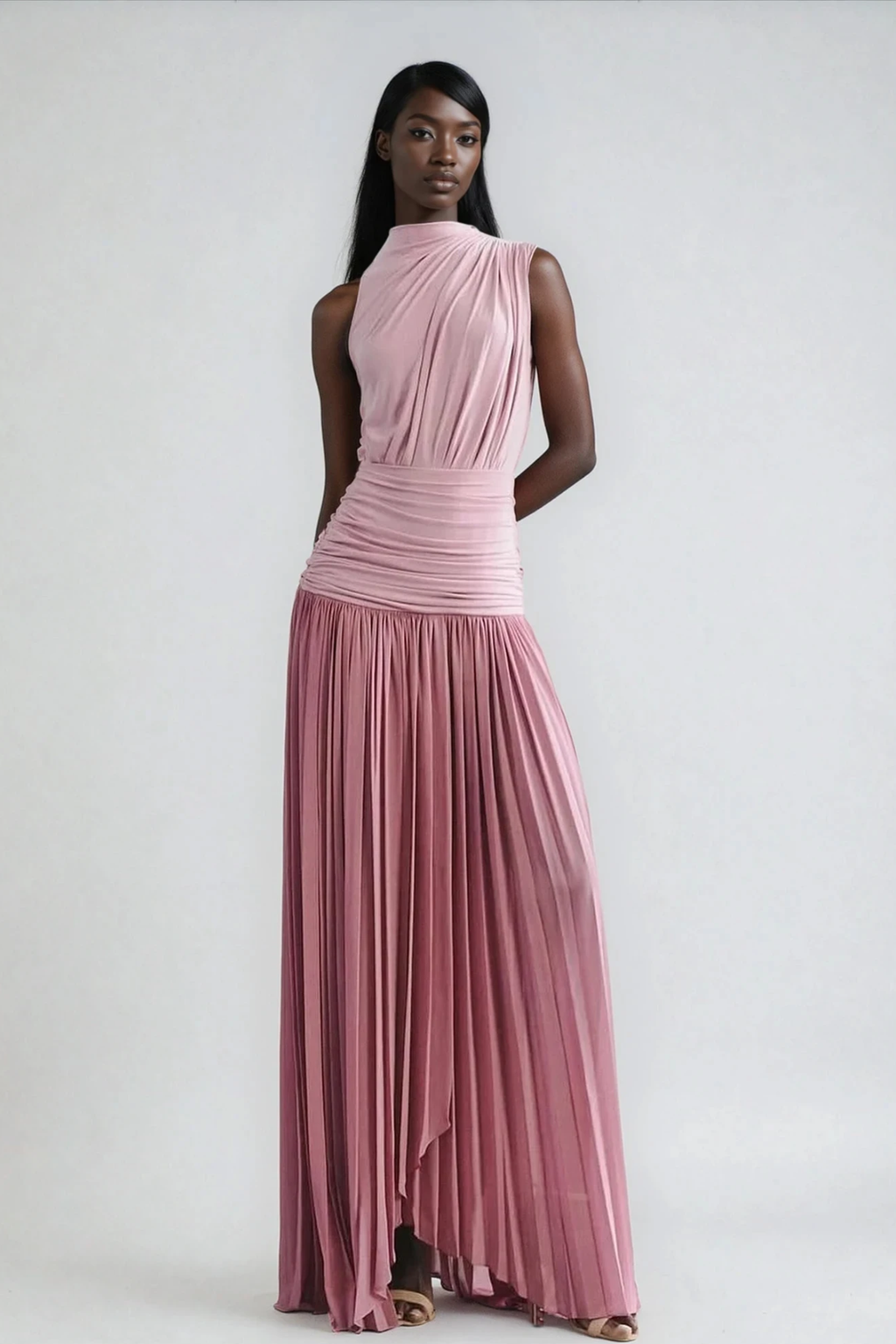 Domhnall Asymmetric Ruch  Maxi Dress