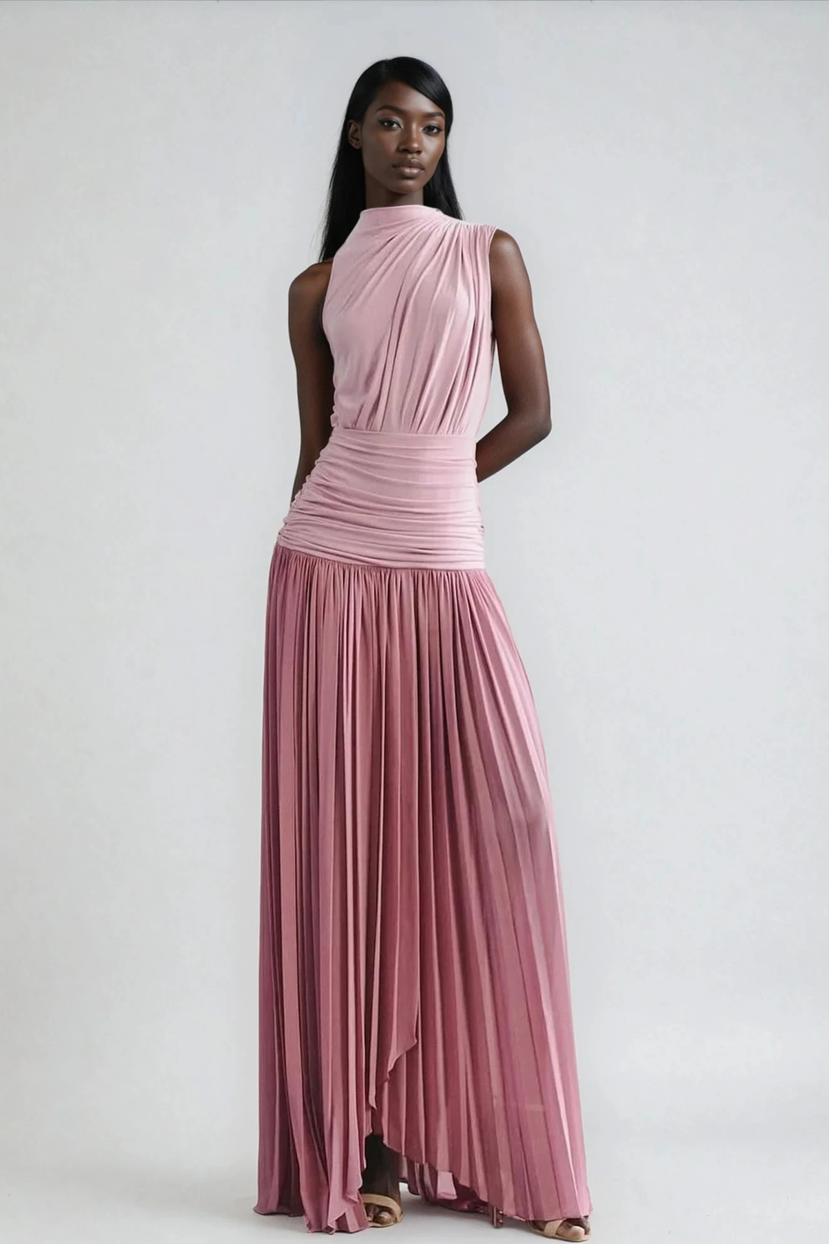 Domhnall Asymmetric Ruch  Maxi Dress