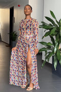 Abstract Portrait-Print Maxi Dress