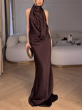 Elegant Halter Neck Sequined Maxi Dress
