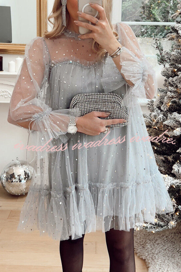Twinkle Twinkle Little Star Tulle Babydoll Mini Dress