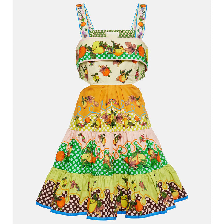 Sling Sleveeless Fruit Printed Mini Dress