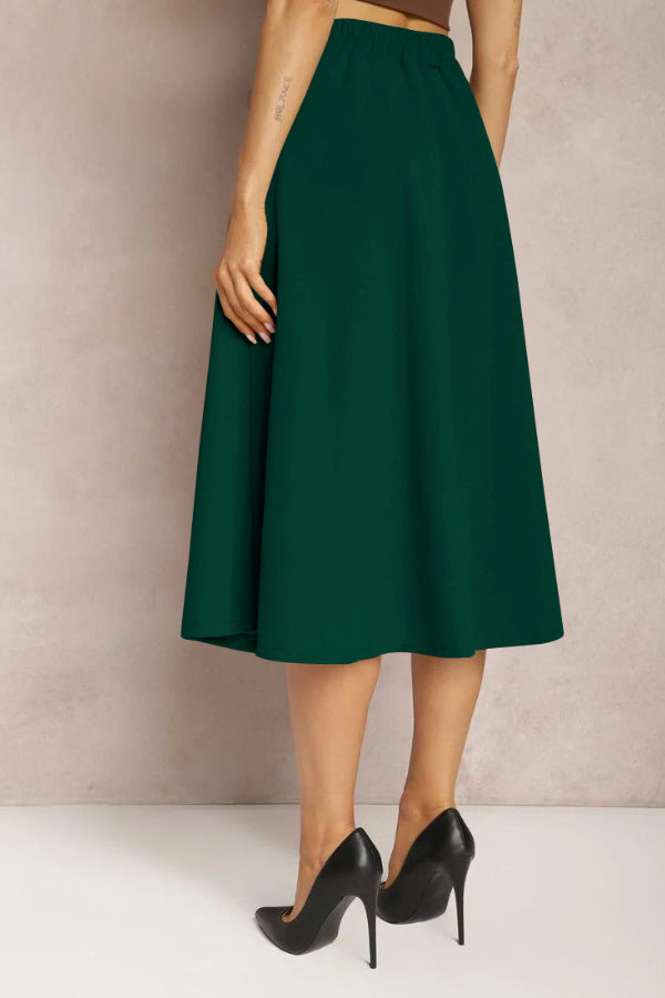 Leather Stitching Solid Color Fashionable Skirt. Elegant and Artistic Retro Skirt for Women