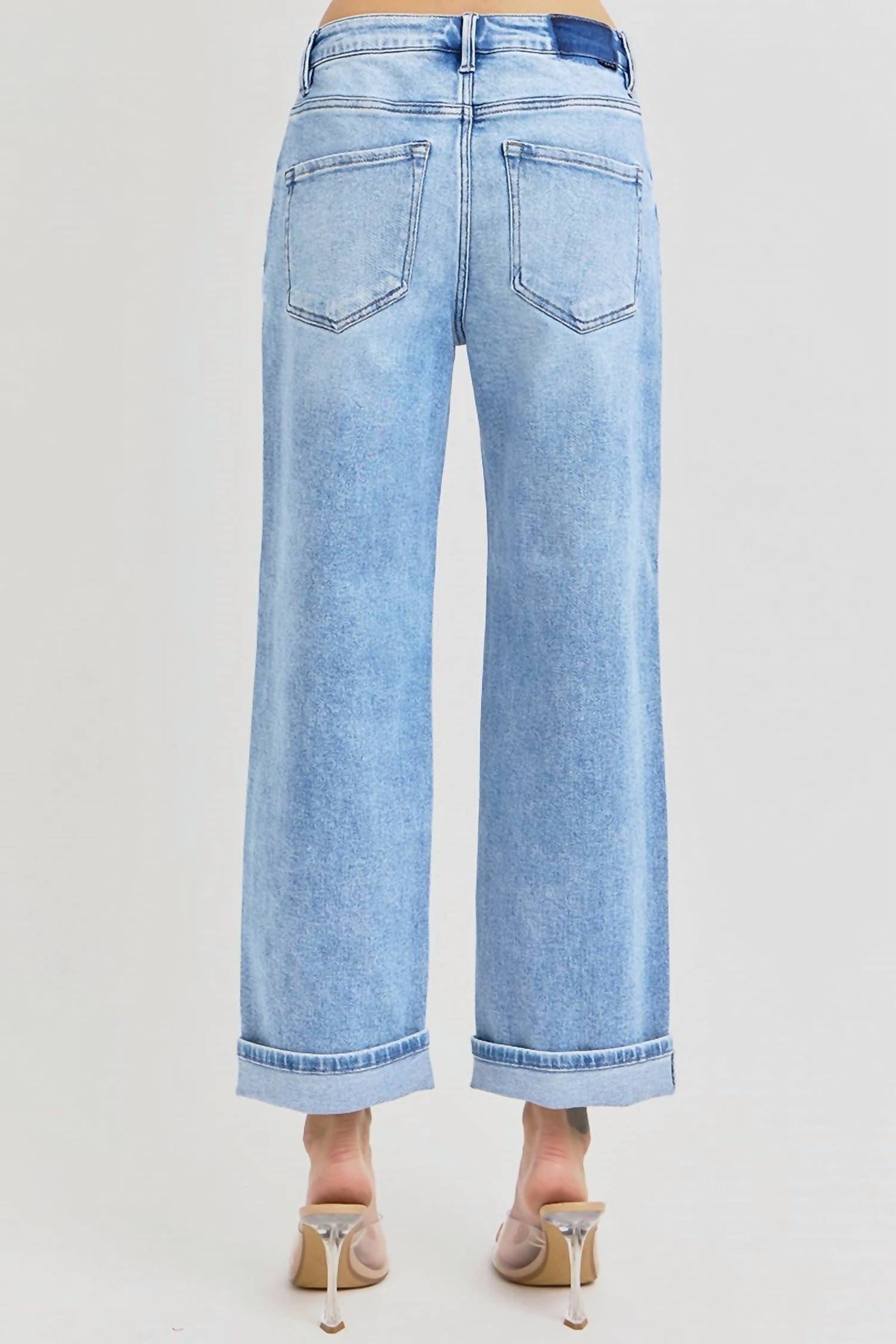 Risen - High Rise Ankle Boyfriend Cuffed Jeans