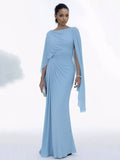 Boat Neck Pleated Slim Fit Maxi Dress