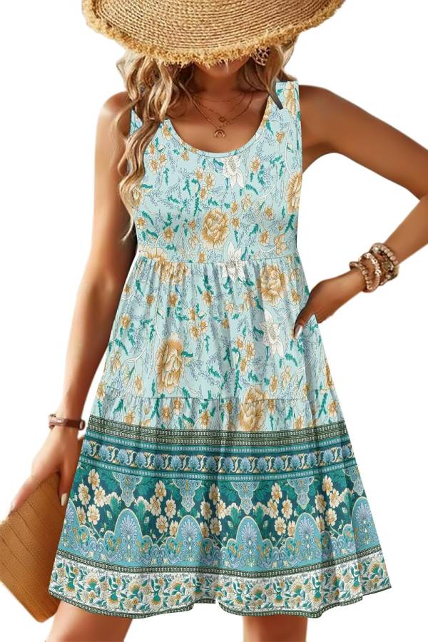 Womens Summer Sundress Boho Floral Casual Tank Dresses