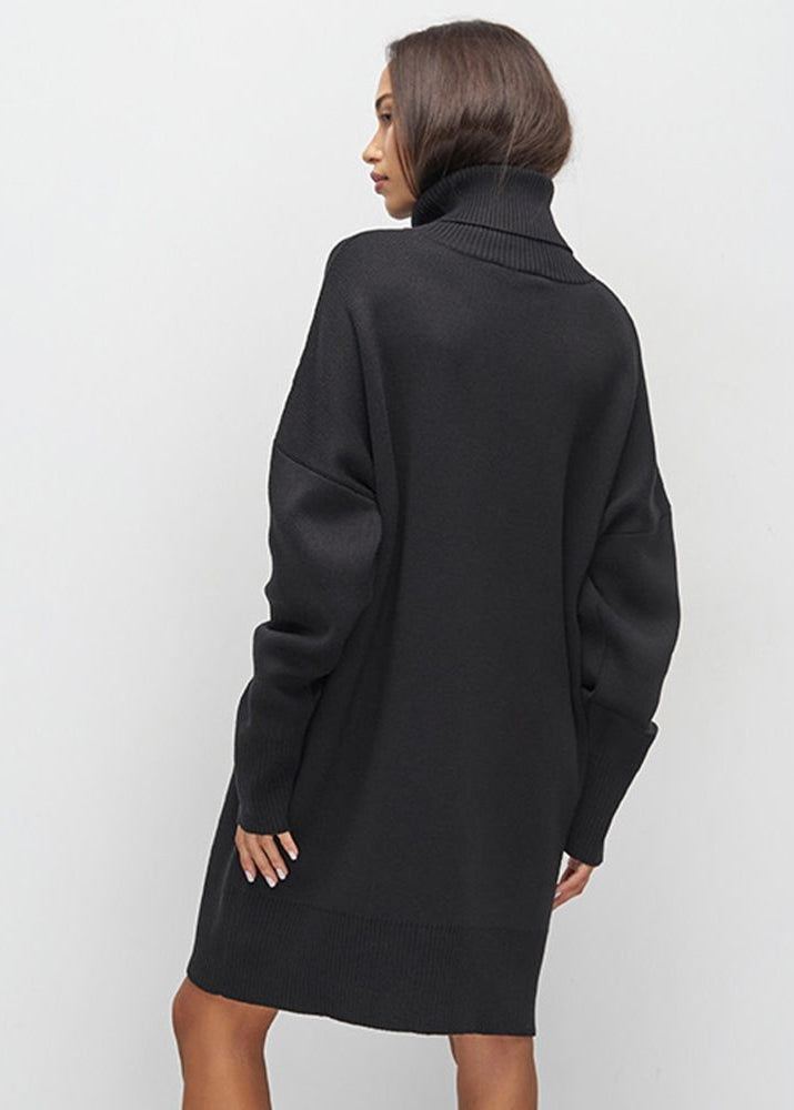 Harper Knit Turtleneck Sweater Dress – Oversized Long Sleeve Pullover