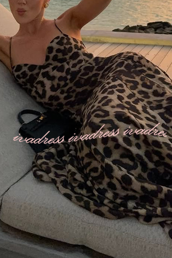 In The Maldives Leopard Waisted A-line Slip Maxi Dress