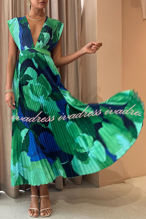 Lifetime of Love Capri Print Umbrella Pleated Maxi Dress