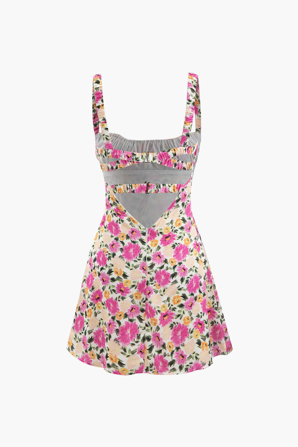 Floral Print Cut Out Back Mini Dress