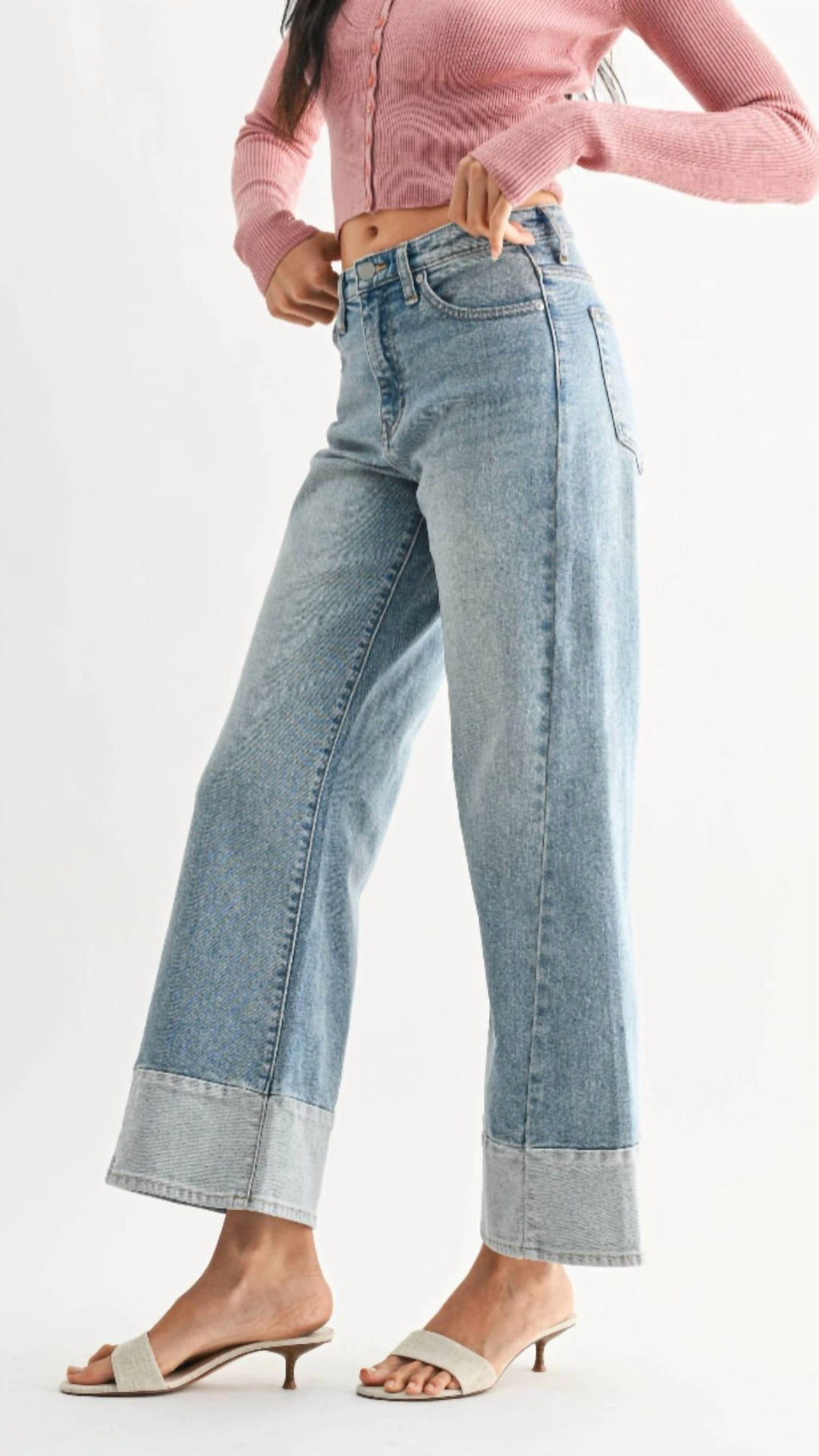 Jbd. - High Rise Two Toned Slim Wide Leg Jeans