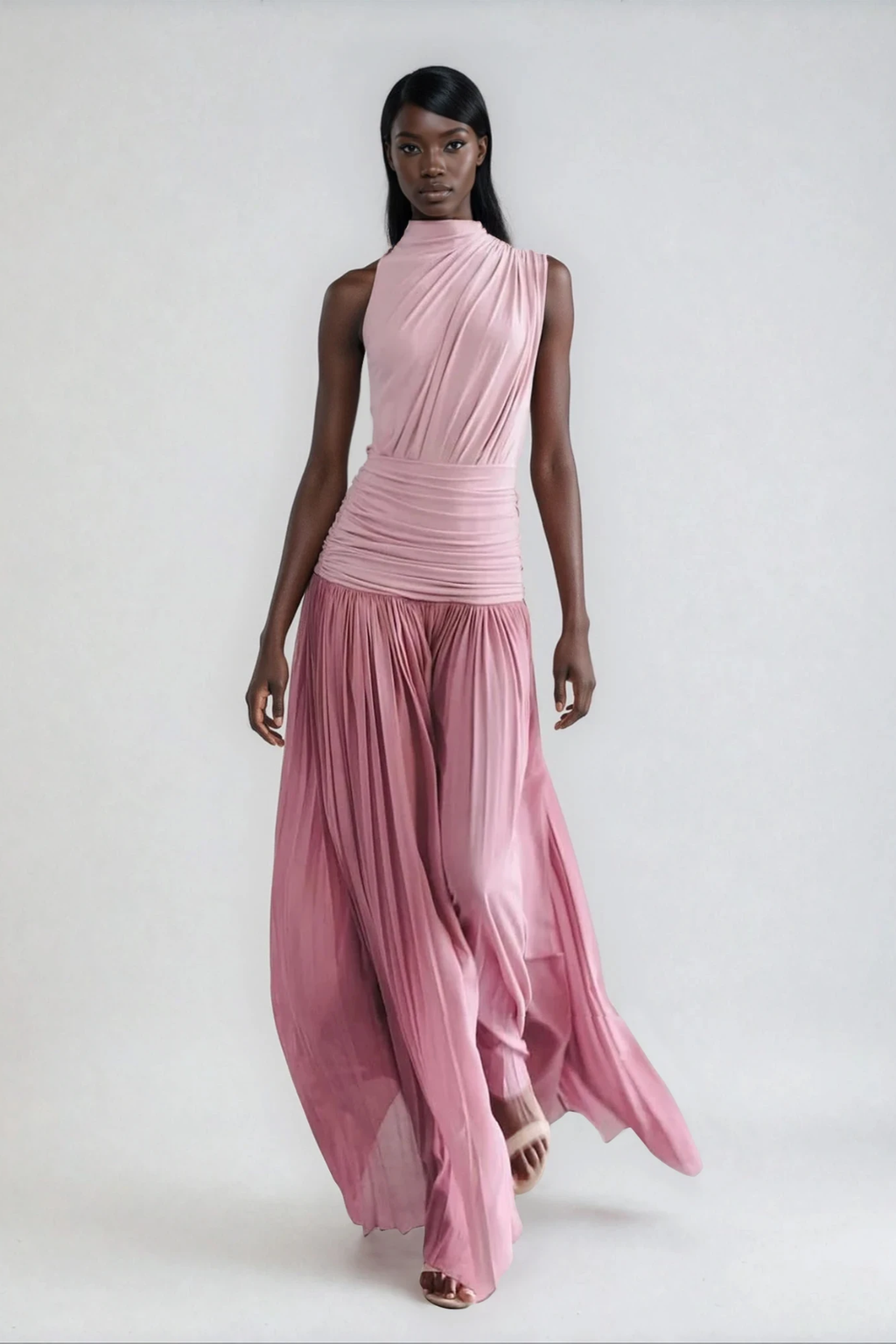 Domhnall Asymmetric Ruch  Maxi Dress