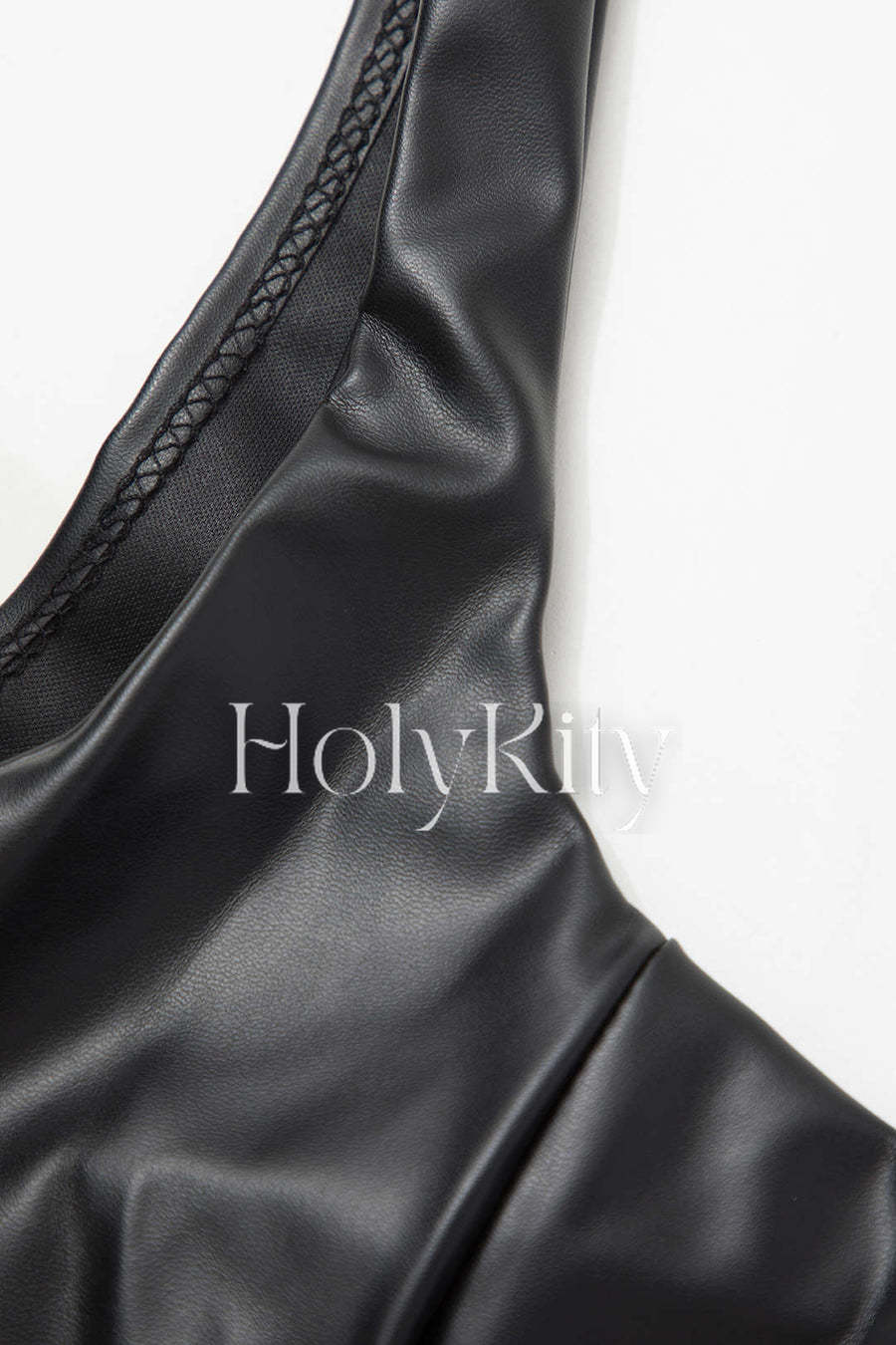 Faux Leather Cami Top And Slit Midi Skirt Set
