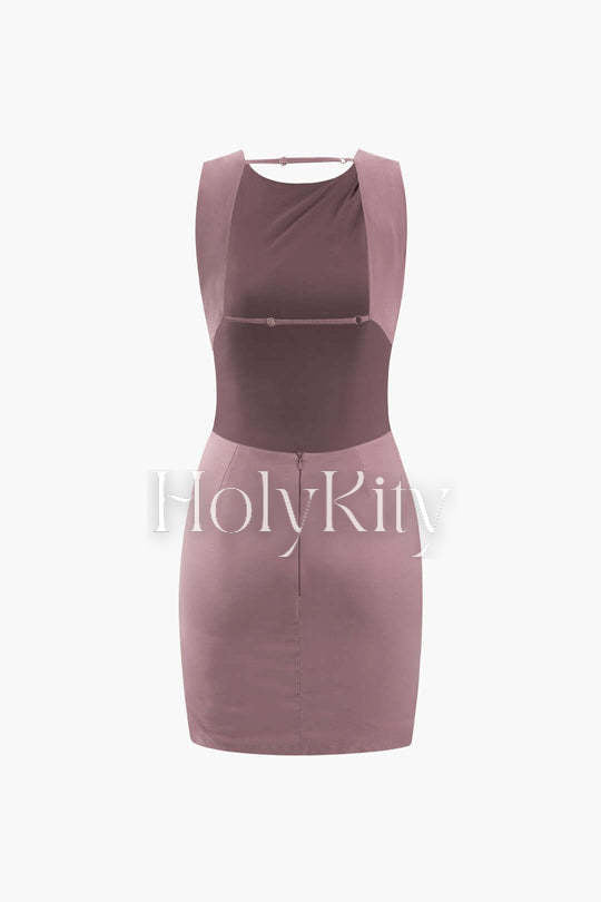 Ruched Backless Sleeveless Mini Dress