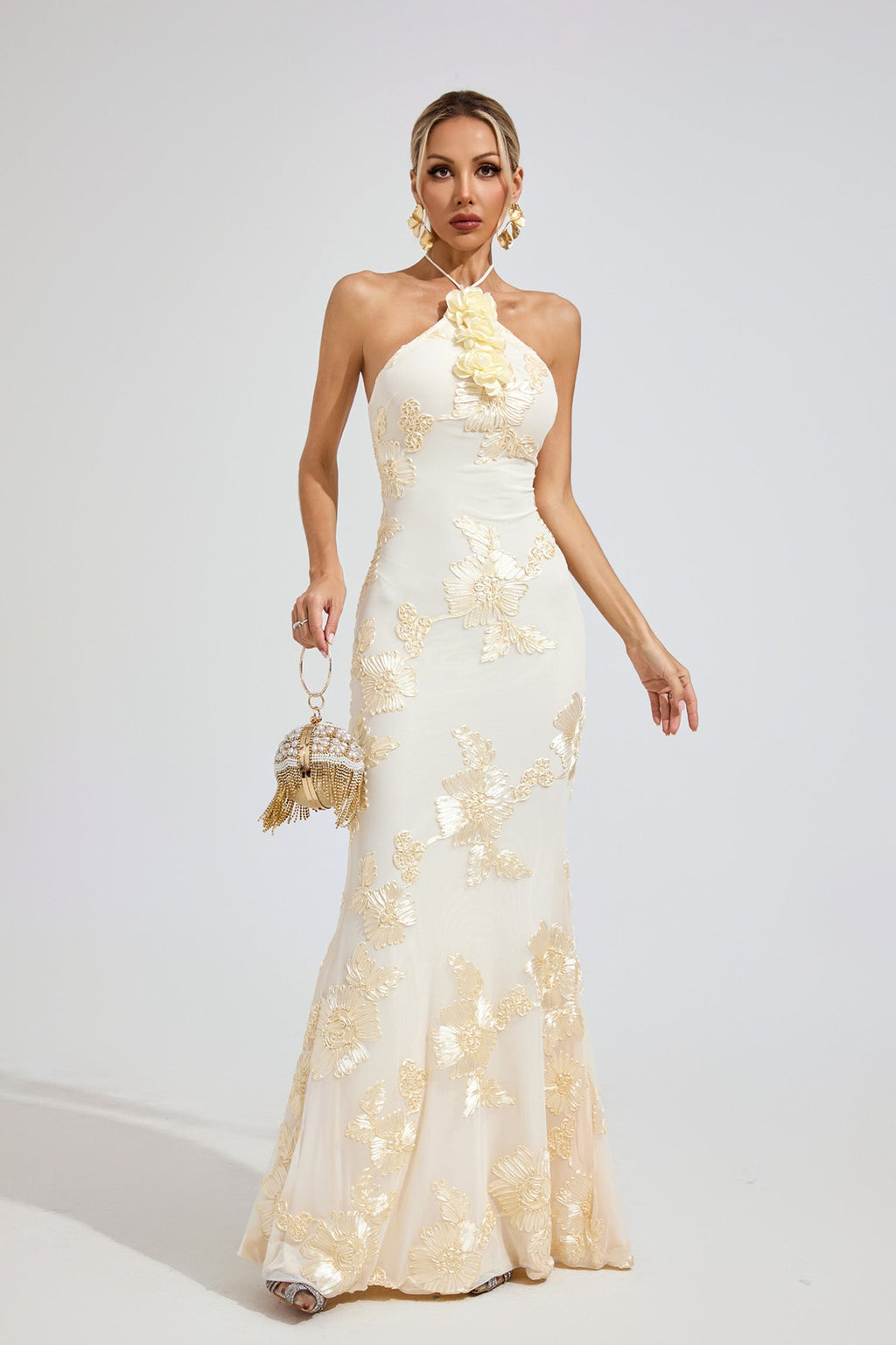 Harper Raw White Strapless Maxi Dress