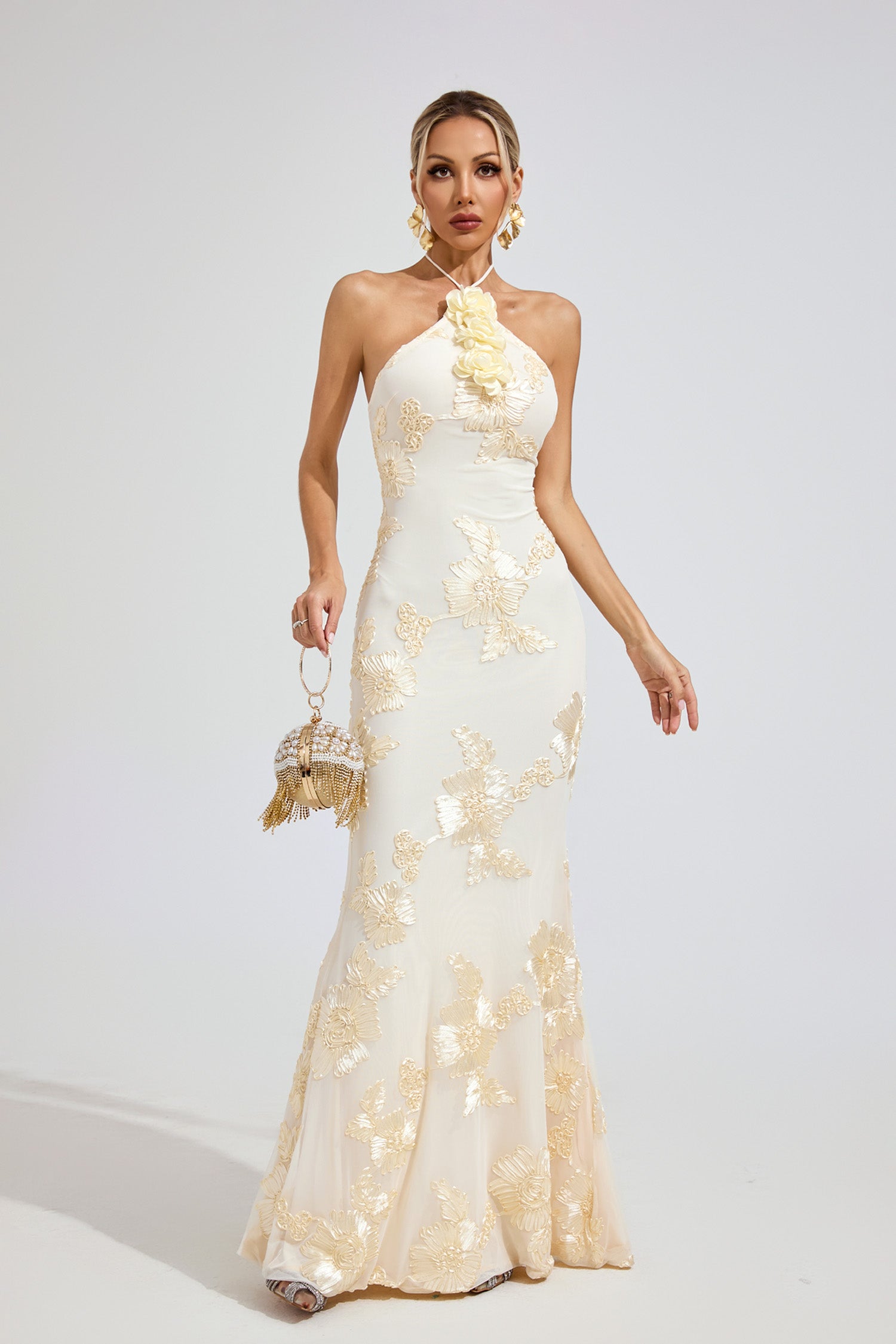 Harper Raw White Strapless Maxi Dress