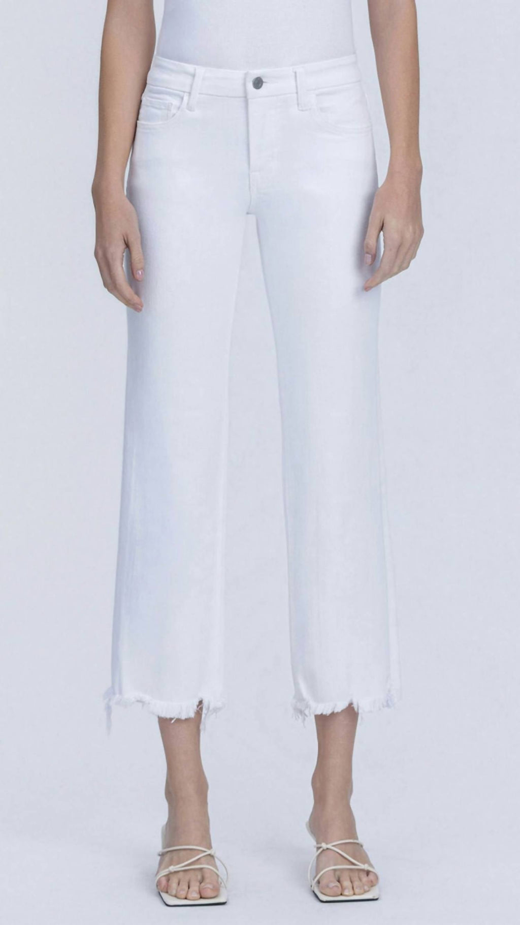 Vervet By Flying Monkey - Mid Rise Uneven Frayed Hem Cropped Straight Jeans
