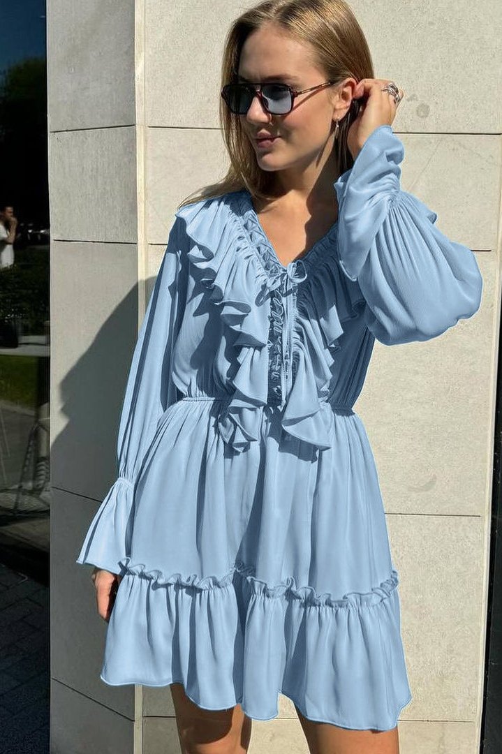Amelia Breeze - Ruffle Long Sleeve Mini Dress