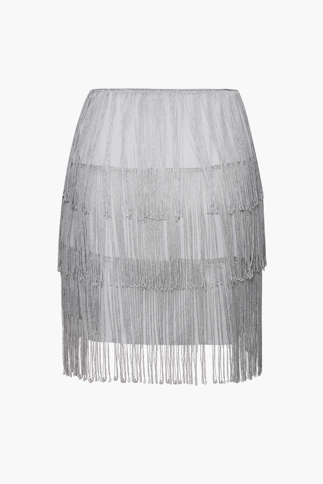 Fringe Hem Tube Top And Mini Skirt Set
