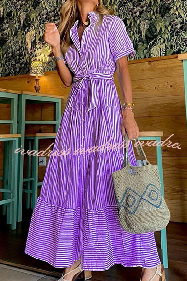 Sunday Morning Stripe Shirt Maxi Dress