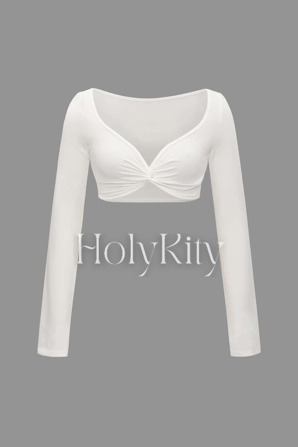 Twisted Long Sleeve Crop Top And Split Skirt Set