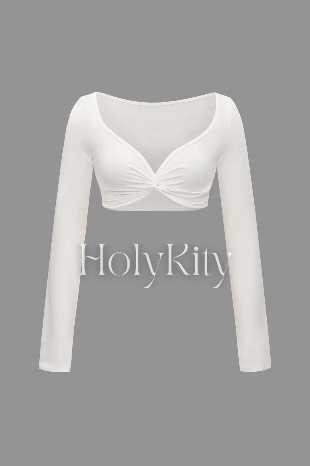 Twisted Long Sleeve Crop Top And Split Skirt Set