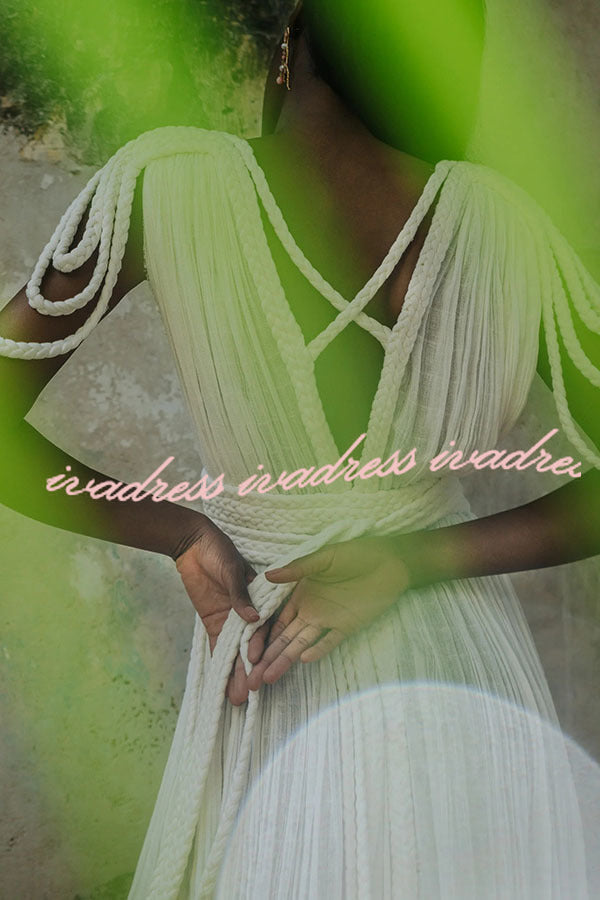 Resort Style Draped Braids Shoulder Backless Cover-up Loose Maxi Dress