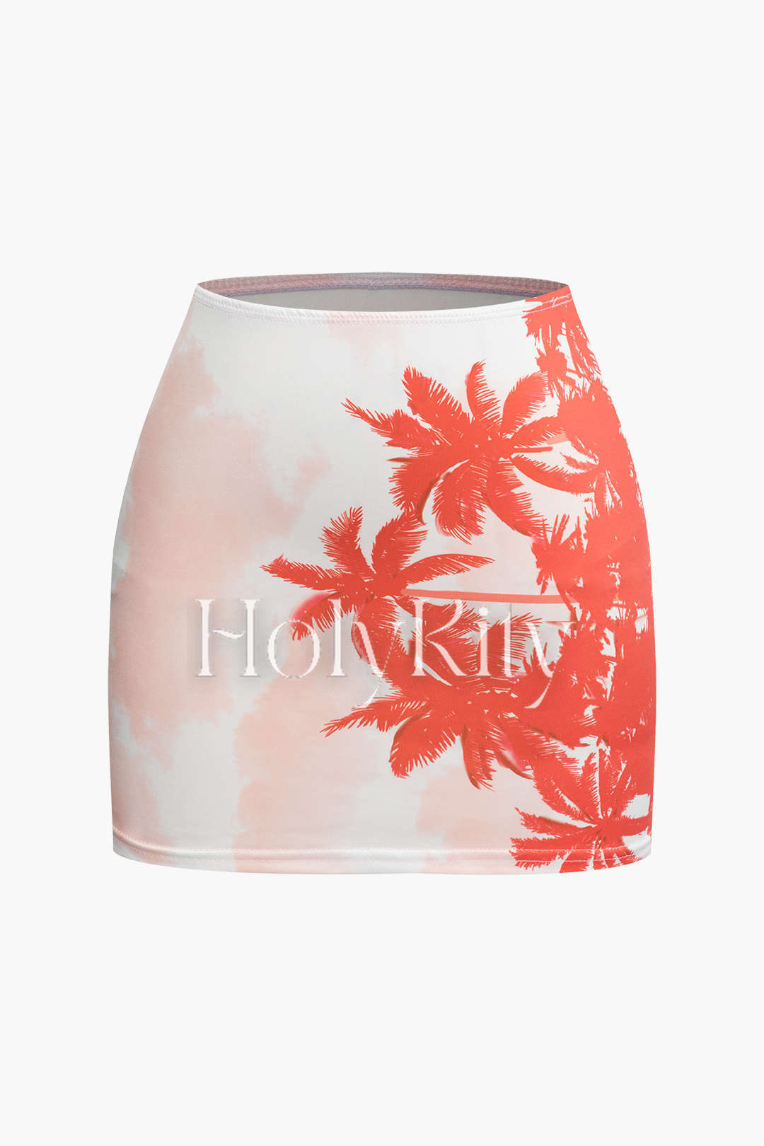 Coconut Tree Print Halter Backless Cami Top And Mini Skirt Set