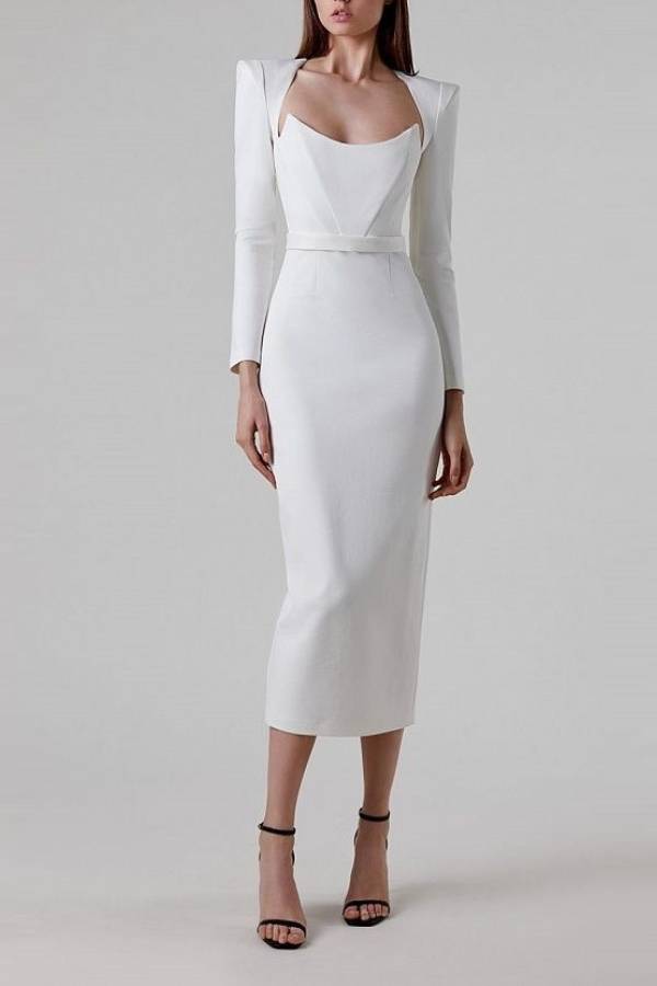 Hollowed-out. form-fitting evening dress