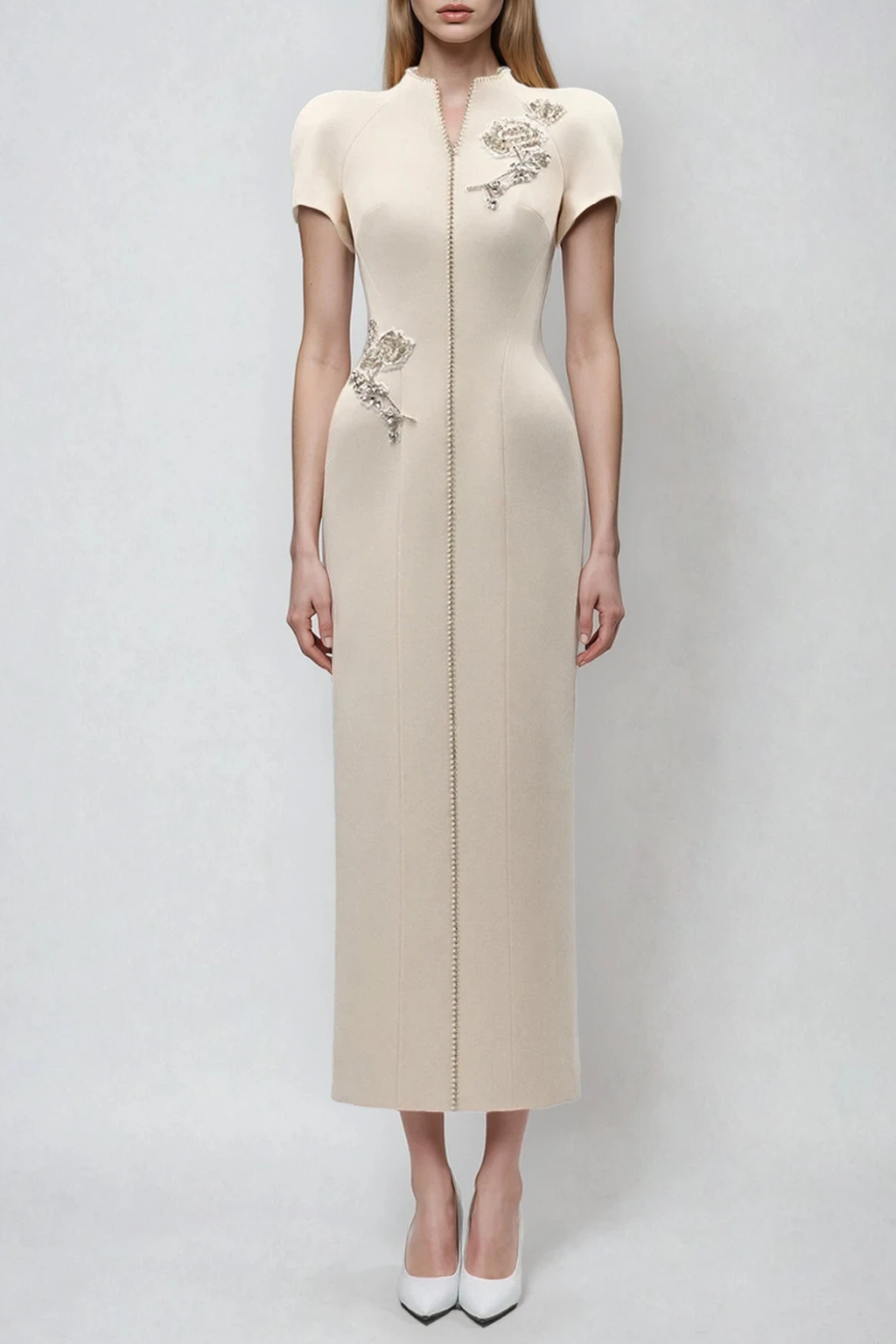 Dror Embroidered Floral Qipao Maxi Dress