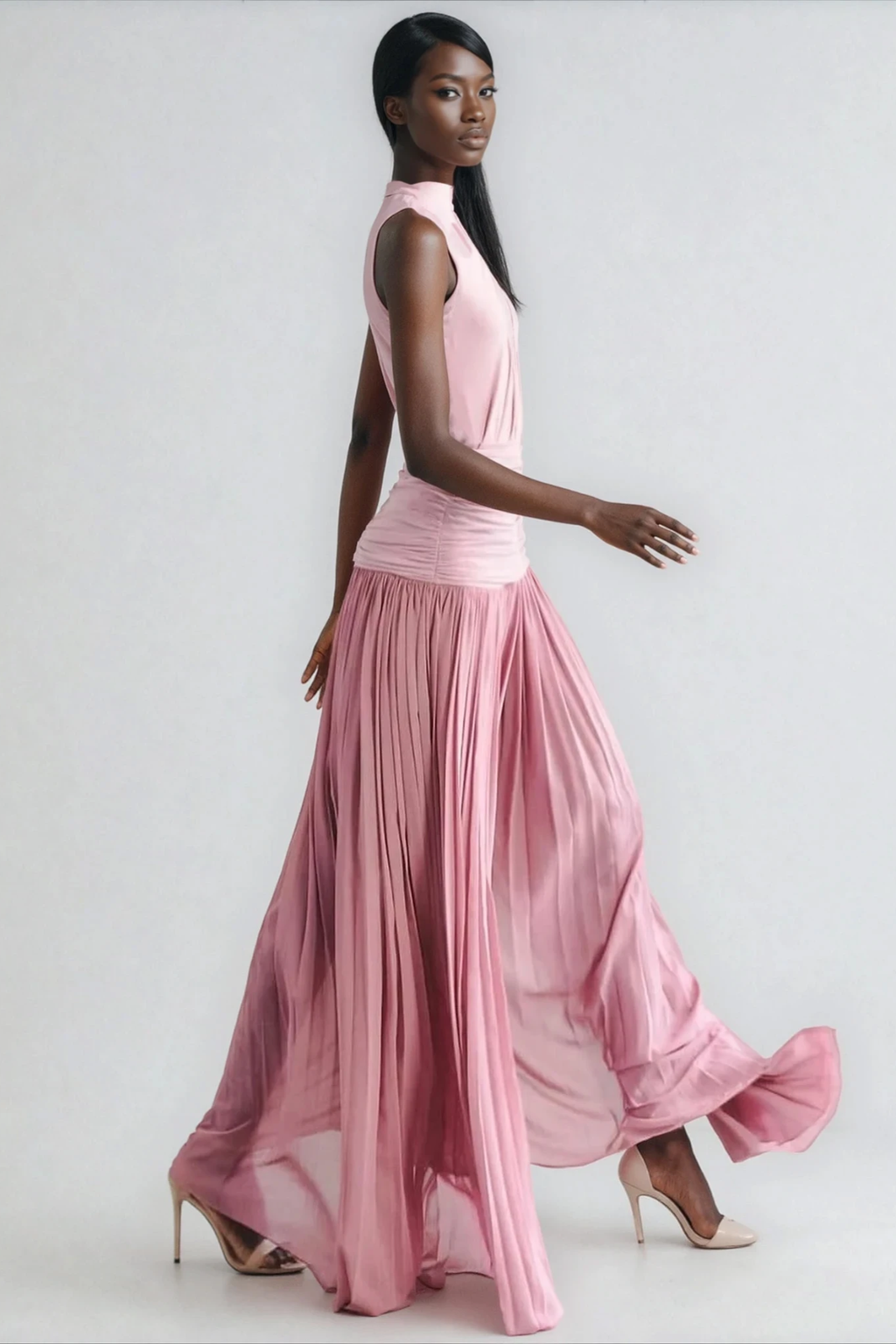 Domhnall Asymmetric Ruch  Maxi Dress