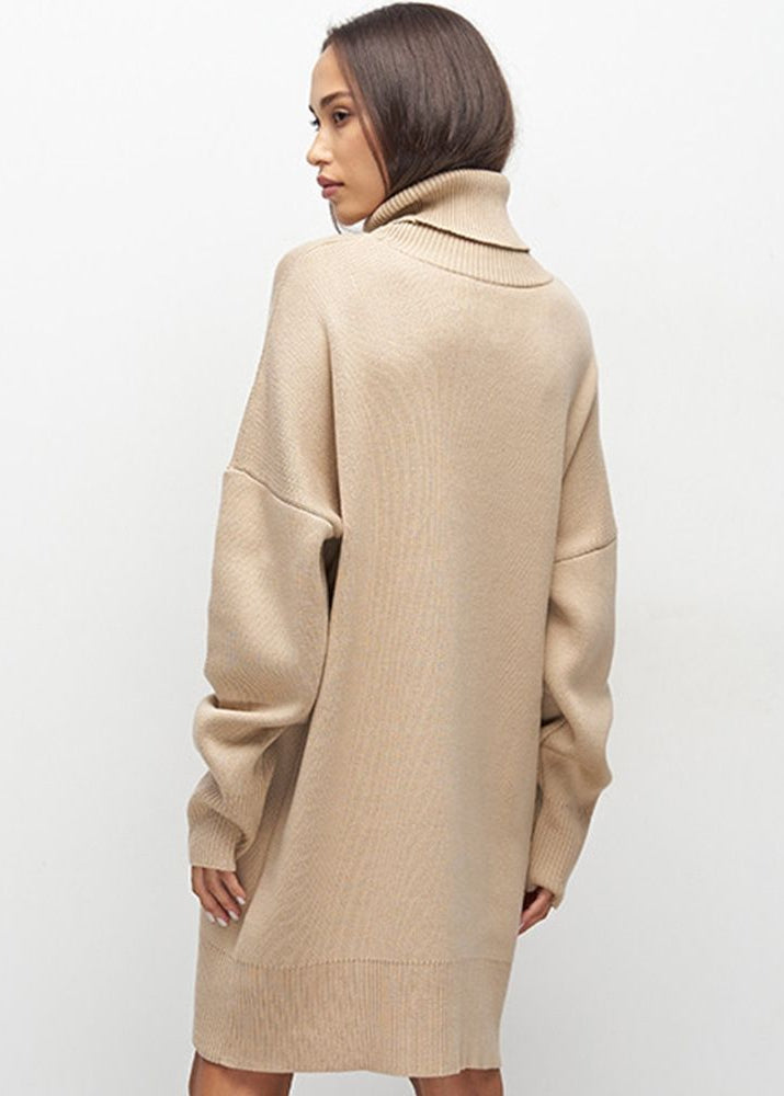 Harper Knit Turtleneck Sweater Dress – Oversized Long Sleeve Pullover