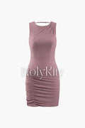 Ruched Backless Sleeveless Mini Dress