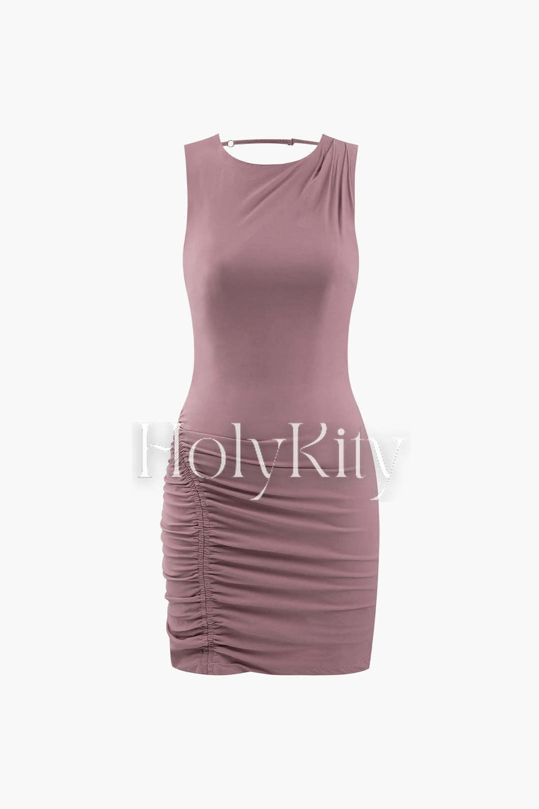 Ruched Backless Sleeveless Mini Dress
