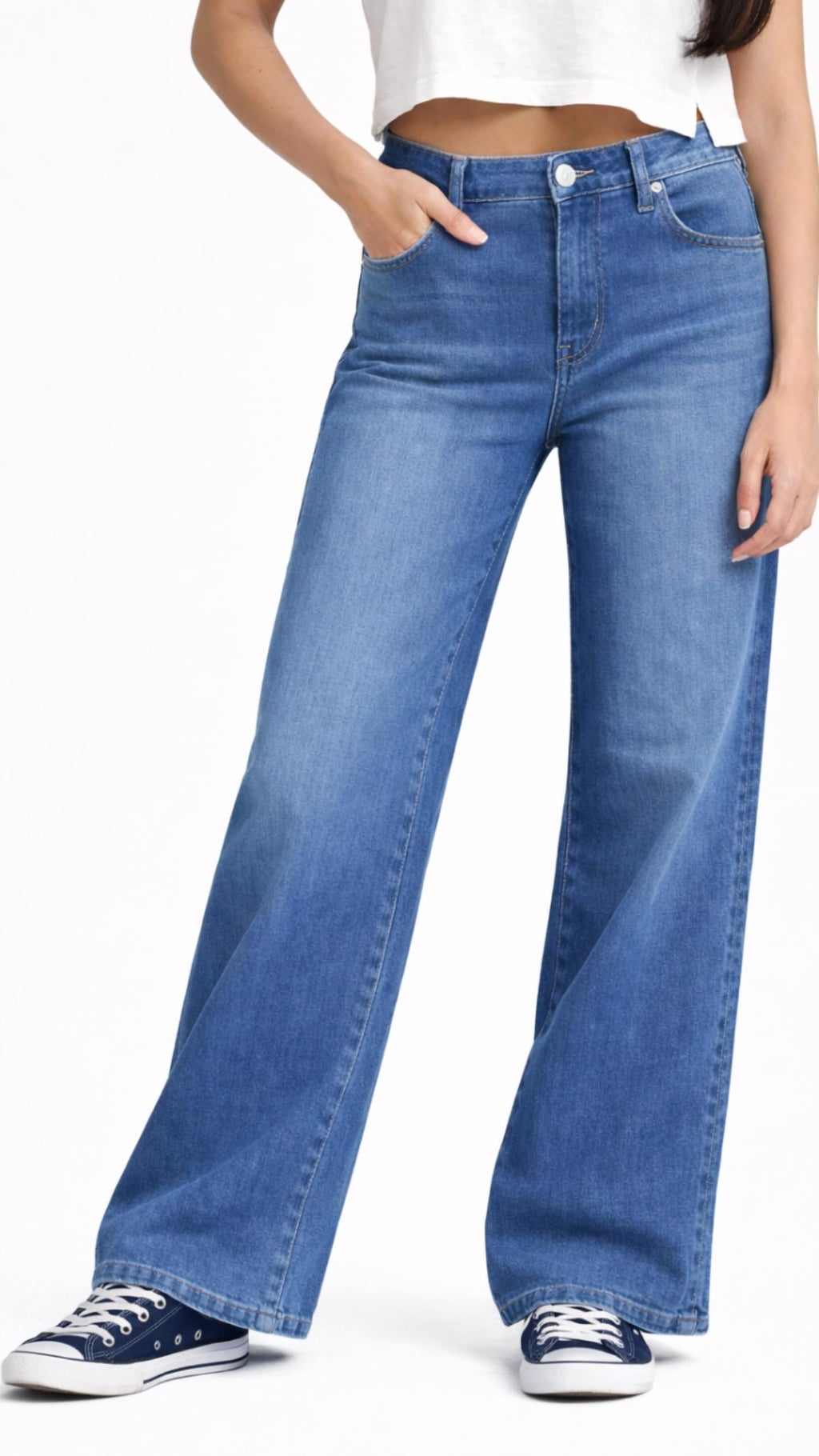 1822 Denim - Better Butter Wide Leg With Shadow Masking Stripe Full Length Jeans