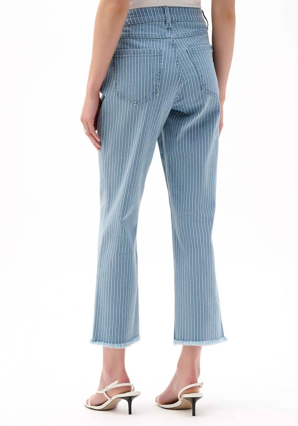 Joseph Ribkoff - Stripe Print Straight Leg Cropped Jeans