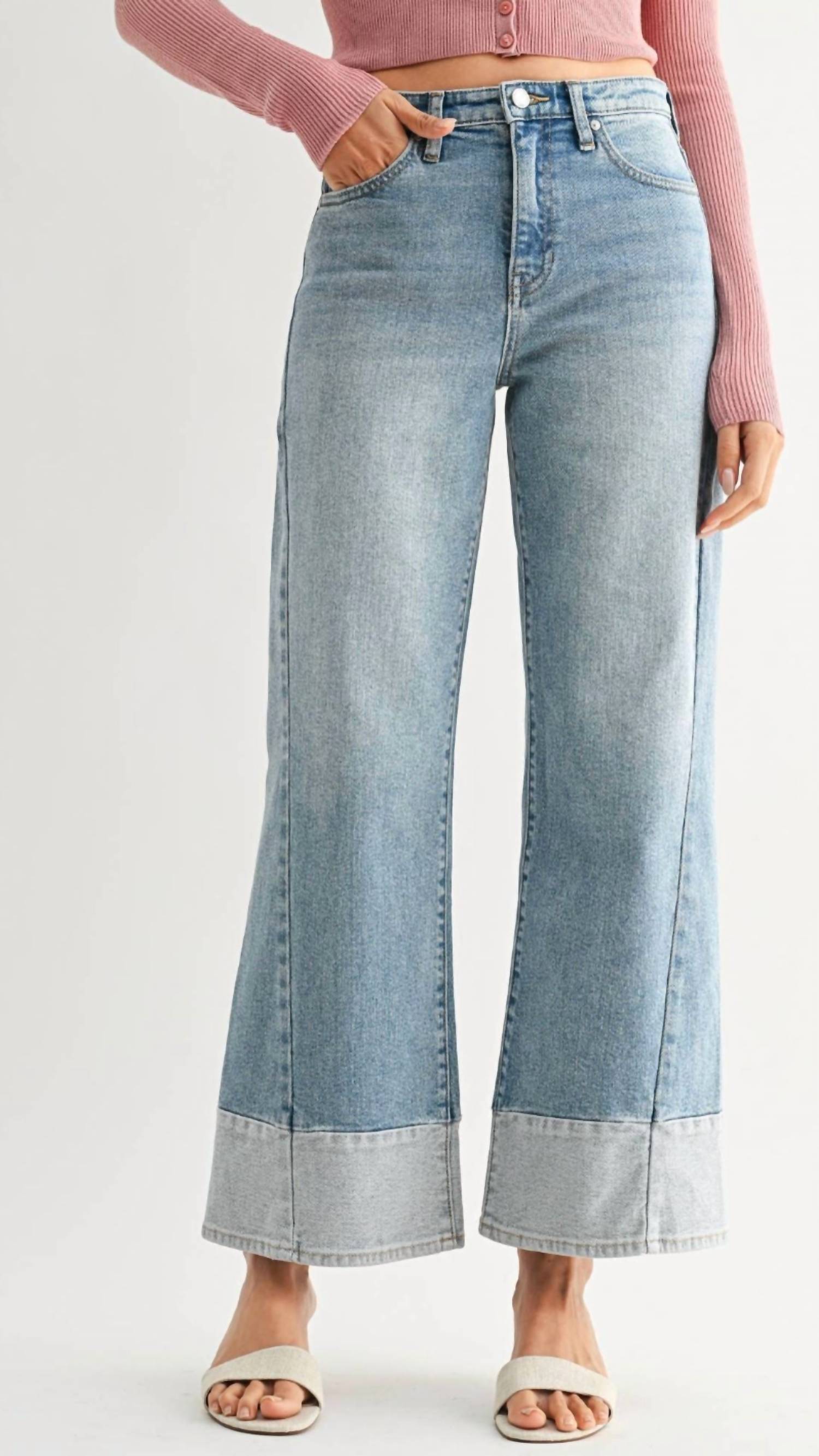 Jbd. - High Rise Two Toned Slim Wide Leg Jeans
