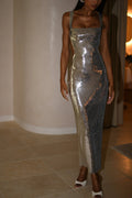 Slim Fit Square Neck Halter Backless Maxi Dress