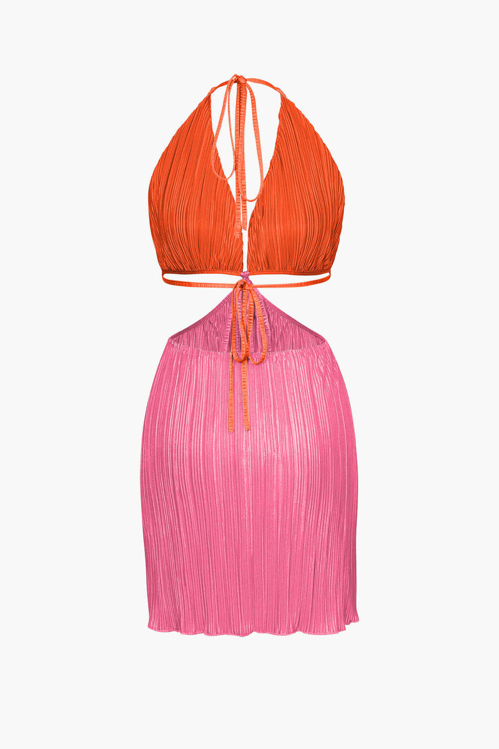 Halter Cut Out Plisse Mini Dress