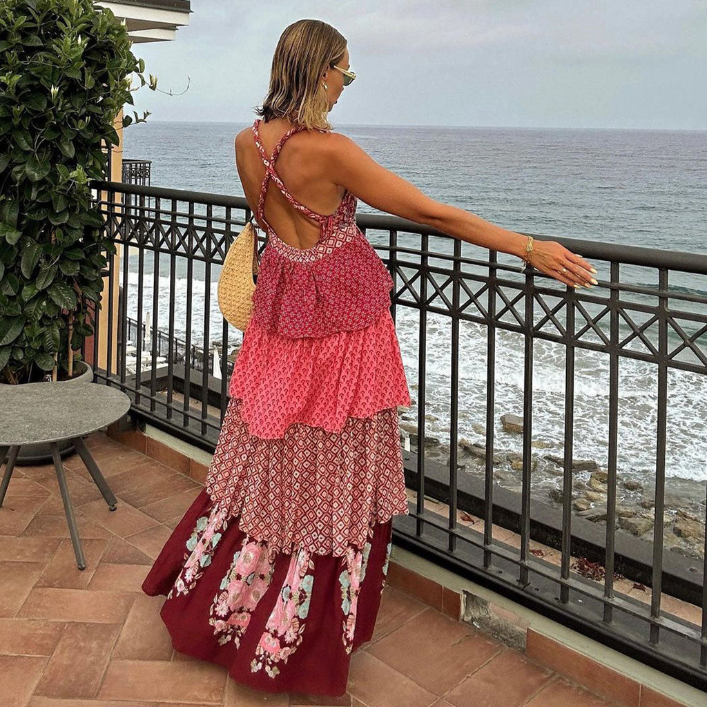 Ruffle Ethnic Maxi Dress