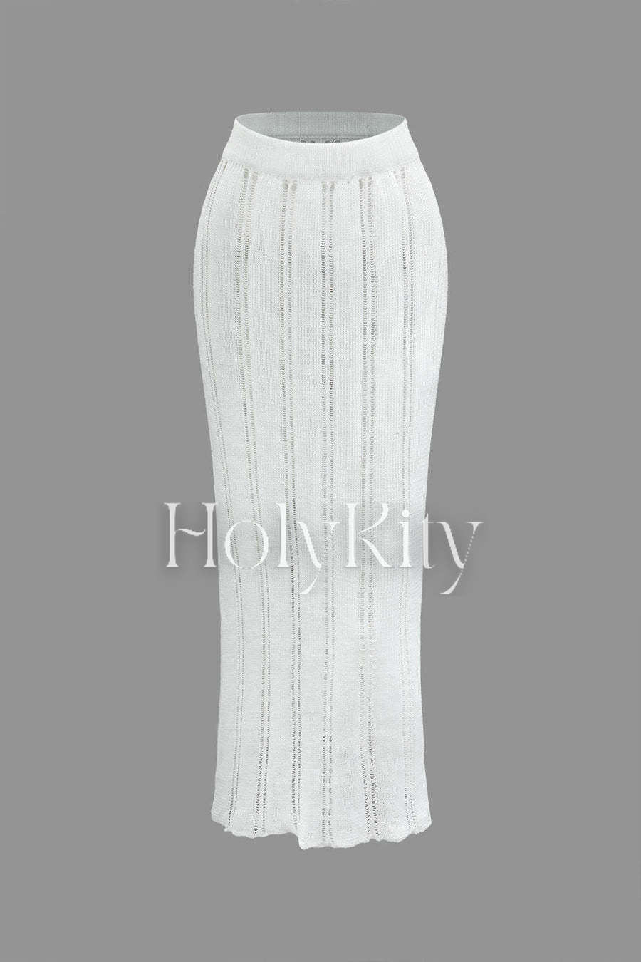 Open Knit Button Long Sleeve Top And Maxi Skirt Set