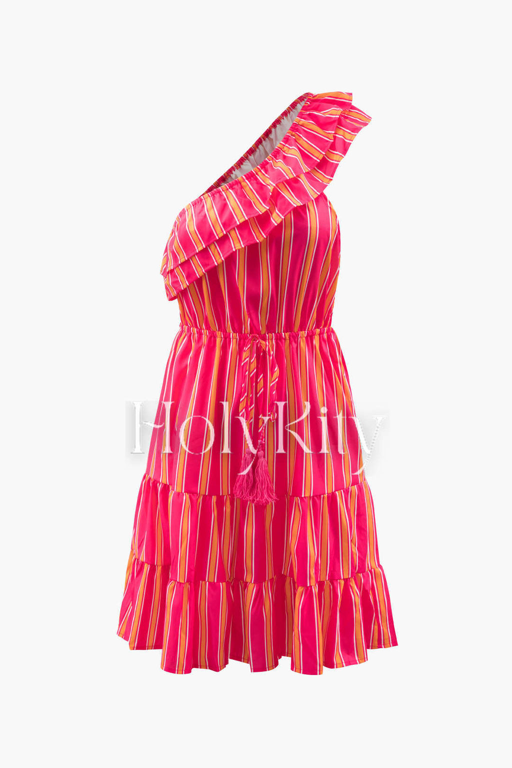 Contrast Stripe One Shoulder Backless Mini Dress