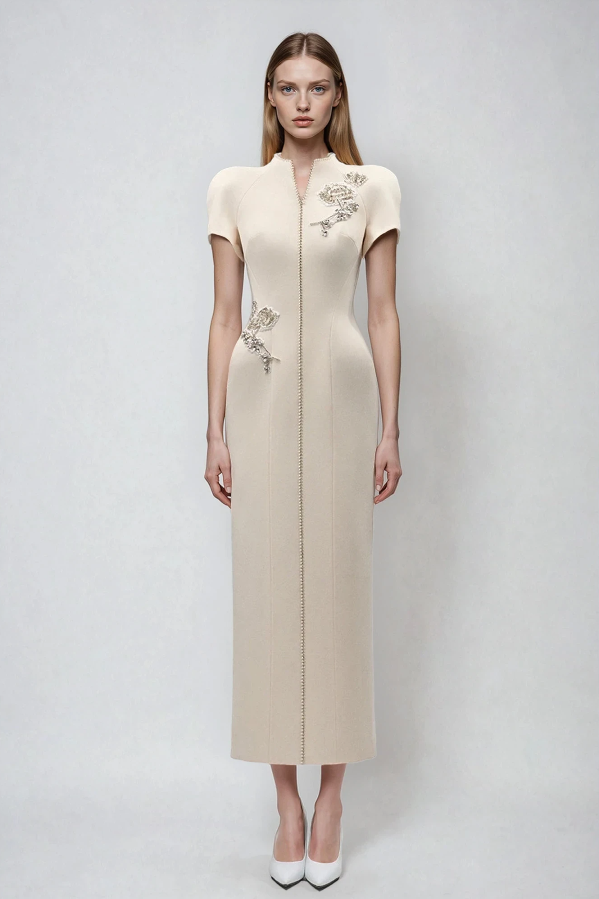 Dror Embroidered Floral Qipao Maxi Dress